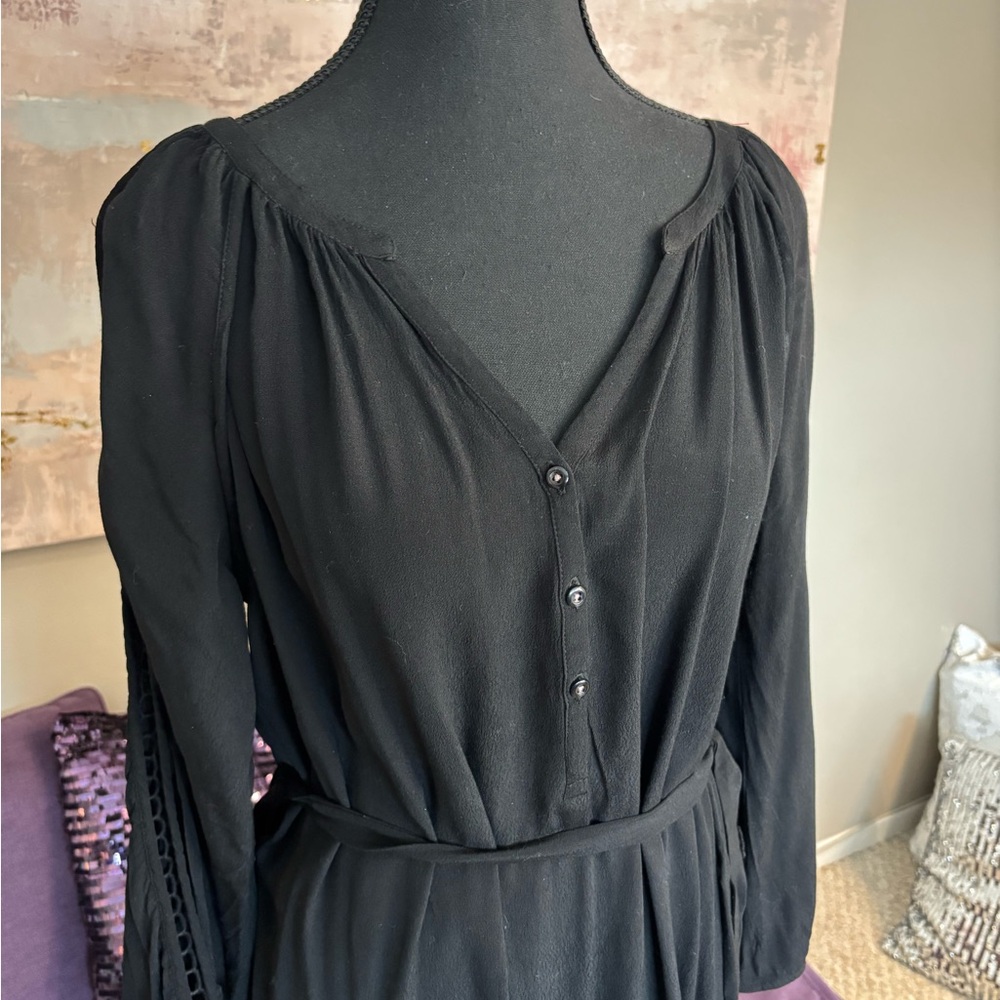 Hatley Black Bishop Sleeve Mid Length Dress w/Pink Detail Size M - Picture 5 of 9